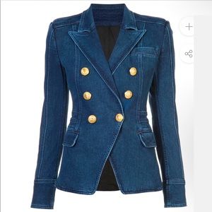 NWOT 🎀 LOVE & LABELS 🌸 DENIM DOUBLE BREASTED BLAZER W/ GOLD 🎀 SZ LARGE